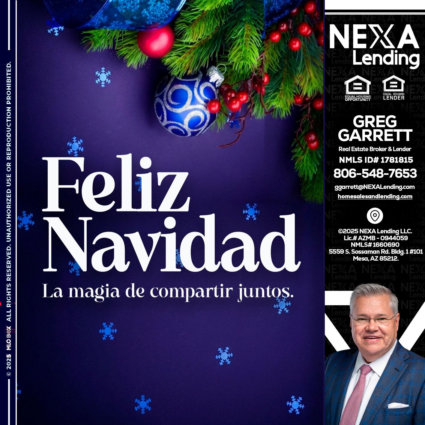 FELIZ NAVIDAD - Greg Garrett -Real Estate Broker & Lender