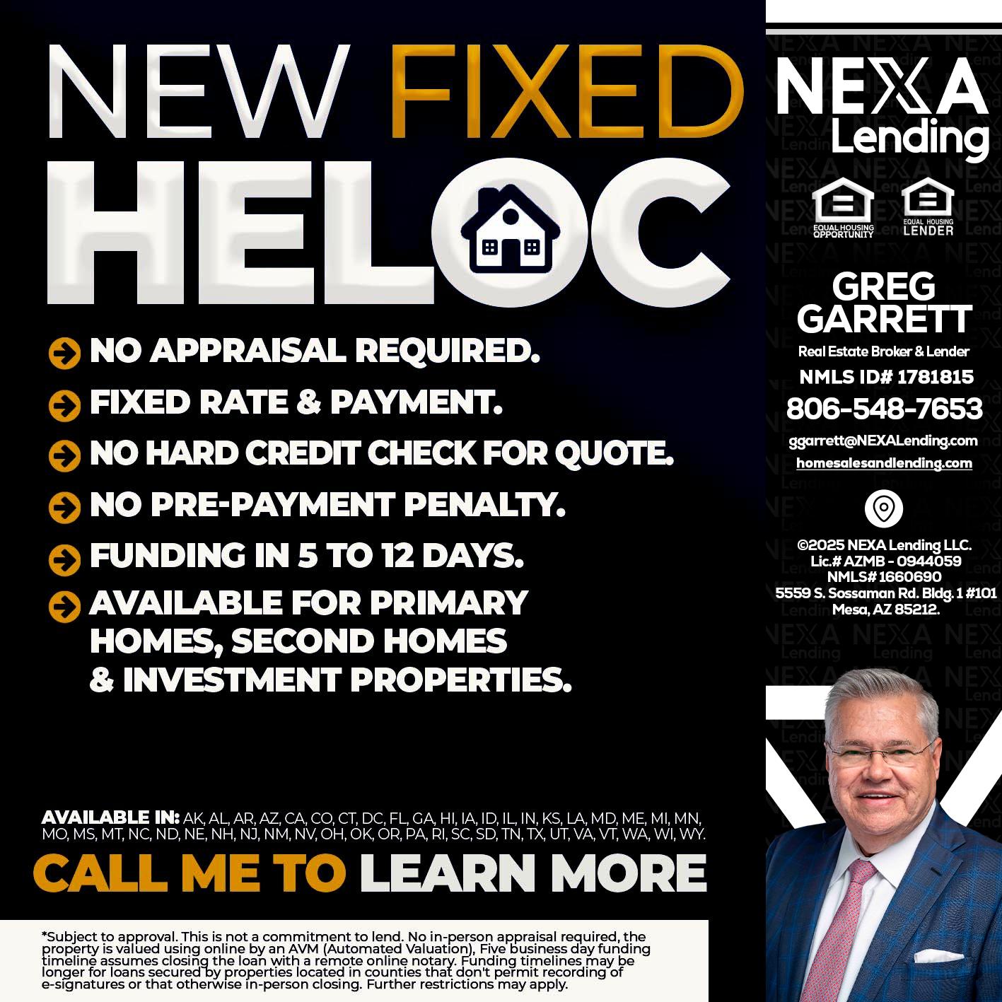 HELOC - Greg Garrett -Real Estate Broker & Lender