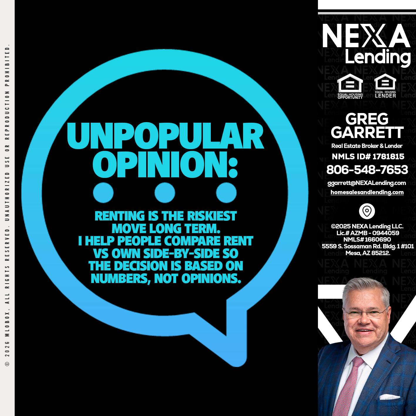 unpopular opinion - Greg Garrett -Real Estate Broker & Lender