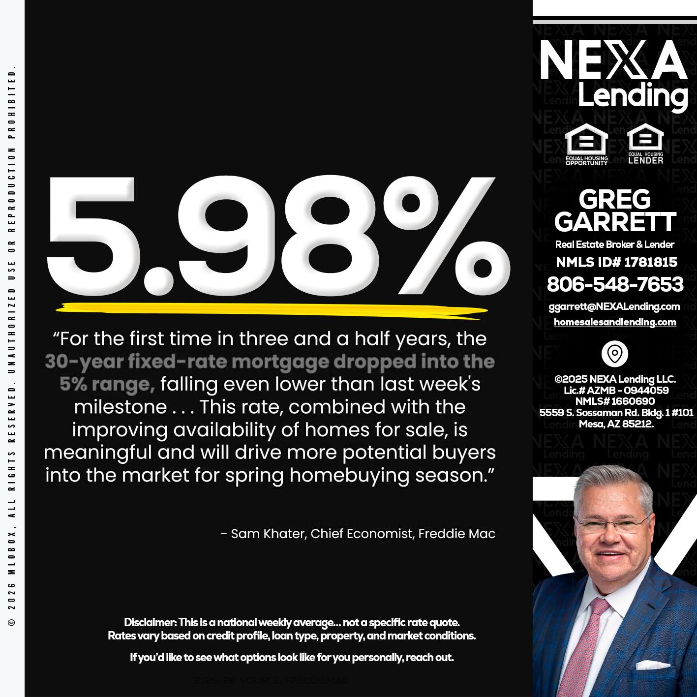 5.98% - Greg Garrett -Real Estate Broker & Lender