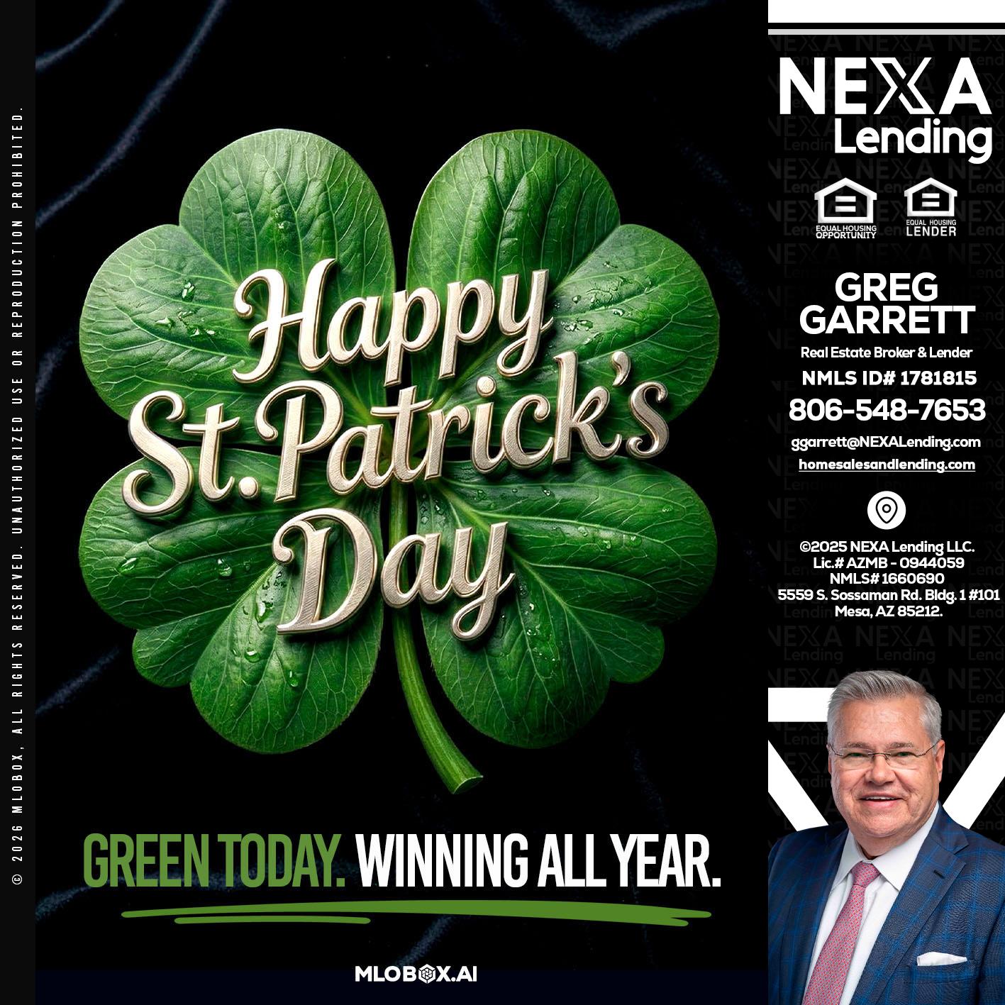 happy st. Patricks day - Greg Garrett -Real Estate Broker & Lender