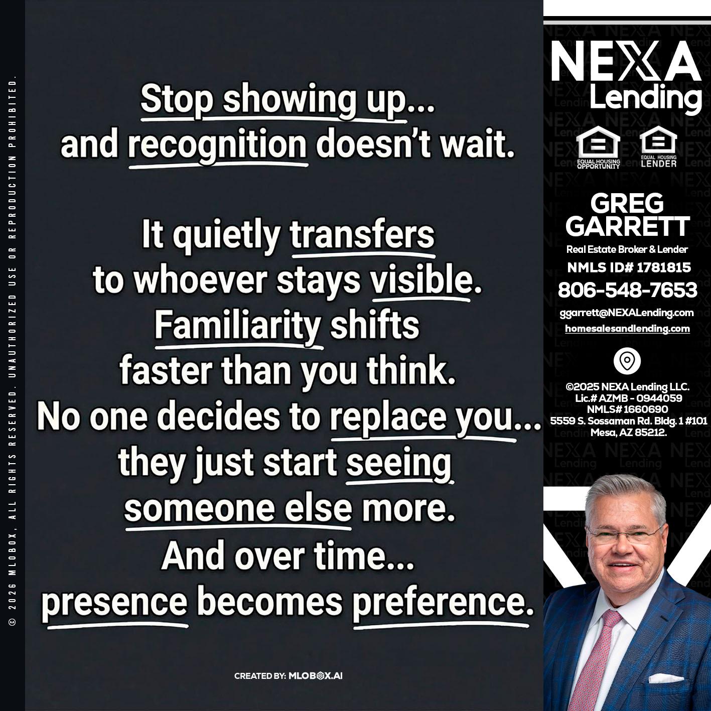 STOP SHOWING - Greg Garrett -Real Estate Broker & Lender