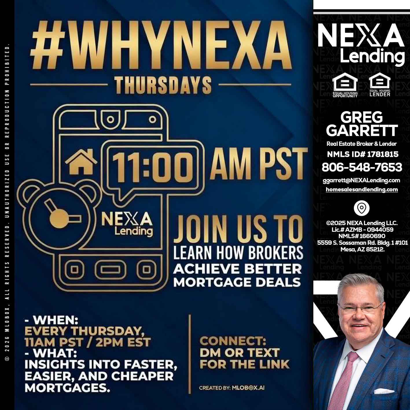 WHY NEXA THURDAYS - Greg Garrett -Real Estate Broker & Lender